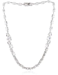 CZ by Kenneth Jay Lane Rhodium-Plated Graduated Oval Cubic Zirconia Necklace