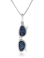 Sterling Silver Blue Denim Sun Glasses Pendant Necklace, 18"