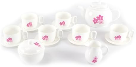 Angel Flower Pretend Play Toy Tea Set w/ Cups, Saucers, Tea Pot (Colors May Vary)