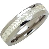 Dura Tungsten and Sterling Silver Swiss Cut Inlay Comfort Fit Band 6.3mm Sizes 7, 7.5, 8, 8.5, 9, 9.5, 10, 10.5, 11, 11.5, 12, 12.5, 13