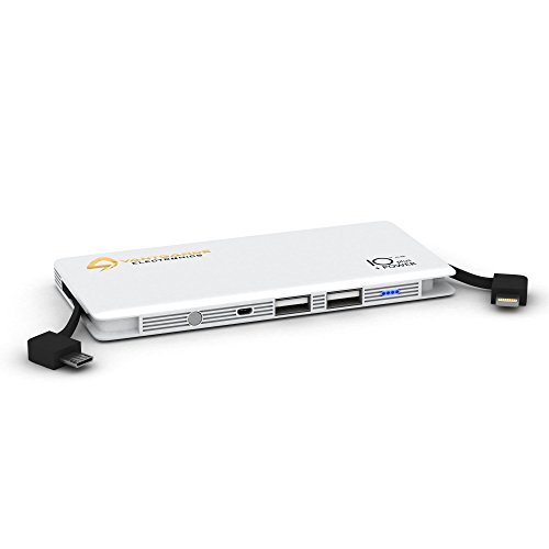 Power Bank 10000mAh Portable Charger By Avantgarde Electronics - 2 USB Ports - Compact, Lightweight, Slim Design - Ultra-Fast Charging 2.4A Output - External Battery For All Electronic Devices - White