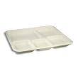 Stalkmarket 100% Compostable Sugar Cane Fiber Heavy Duty Plate, 5-Compartment American Tray, 500-Count Case