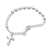Rosary with Cross Bracelet Polished Link and Bead Sterling Silver