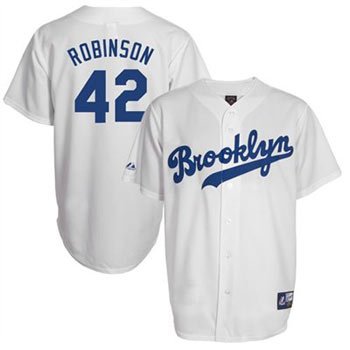 Jackie Robinson Brooklyn Dodgers Majestic White Cooperstown Replica Jersey - L