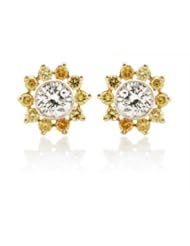 Diamond & 18k Two Tone Gold Cluster Earrings