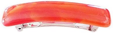 French Barrette, Hair Clips for Women, Marbled Orange Stained Glass
