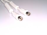 Antennenkabel 10m Koaxialkabel 100 Hz 90 dB weiss mit 2x Mantelstromfilter