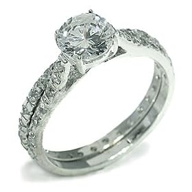 1.25CT CZ Cubic Zirconia Sterling Silver Engagement Wedding Ring Set 1.25CT CZ Cubic Zirconia Sterling Silver Engagement Wedding Ring Set