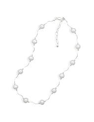 17"+2"Extension Wave Design Tube Necklace with Cultured Freshwater Pearls