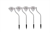 Centenarian Tooth® ガーデンライト ４個セット ダイヤモンド型 LED ソーラーライト　アウトドアライト 防水 ソーラ式充電 昼間 自動充電 夜間 自動点灯 屋外 玄関 ガーデニング