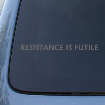  RESISTANCE IS FUTILE Borg Star Trek Decal Sticker #1636 | Vinyl Color: Silver