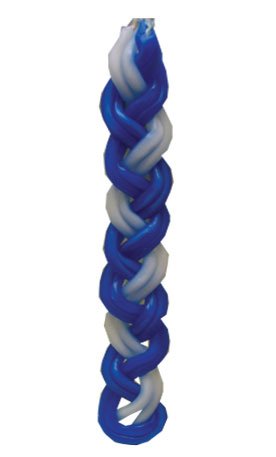 Braided Blue and White Havdalah Candle Flat