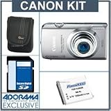Canon PowerShot SD3500 IS Digital ELPH Camera Kit,- Silver - with 4GB SD Memory Card, Camera Case, Spare NB-6L Type Lithium-ion Battery