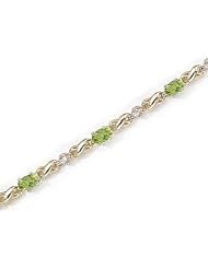 14kt Yellow Gold Oval Peridot and Diamond Bracelet