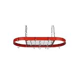 Rogar Red Oval Pot Rack with Chrome Accessories 34-in.
