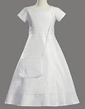 Shantung Communion Dress with Bead Accents & Purse 10