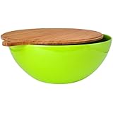 Eco Bamboo Salad Bowl with Bamboo Wood Cover, Green