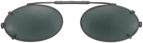 Visionaries Lo Oval Clip on Sunglasses - Black Frame - Polarized Grey Lens - 50mm x 31mm