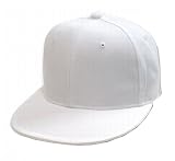 Plain Fitted Flat Bill Hat - White