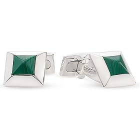 Sterling Silver Malachite Cufflinks by 