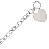 14K white Gold Toggle Charm Necklace with Heart, 17' long, 6mm wide, 16.5g