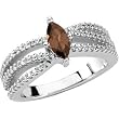14K White Gold Smoky Quartz and Diamond Ring