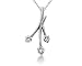 0.50CTW Diamond Three Stone Leaf Pendant in 14k White Gold