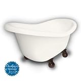 American Bath Factory B1-1600-BB-DM3-M2-35-OC-C1-LH Princess Slipper Clawfoot Bathtub in Bisque, Can