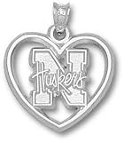 Nebraska Cornhuskers Solid Sterling Silver ''N HUSKERS'' Heart Pendant