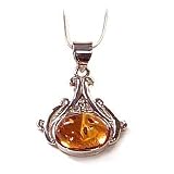 Baltic Amber Sterling Silver Pendant Necklace on 18 Inch Chain