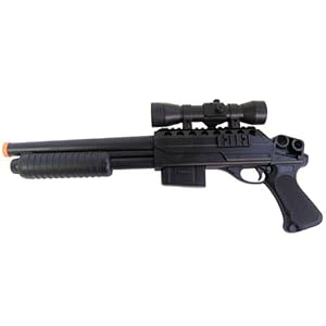 Double Eagle Spring Shotgun FPS-250, Pistol Grip, Scope Airsoft Gun M47B1