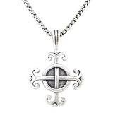 Celtic Knot WISDOM Pendant in Sterling Silver on a 20 Oxidized Round Box Chain for Men or Women, #8210
