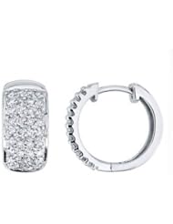 0.75Ct Round Pave Diamond Hoop Earrings 18k Gold