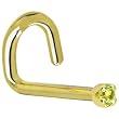 Solid 18KT Yellow Gold (August) 1.5mm Genuine Peridot Left Nostril Screw- 18 Gauge