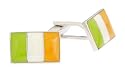 Rhodium plated plated Irish Flag cufflinks with presentation box