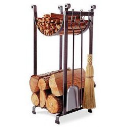 Fireplace - Firewood Sling Rack with Fireplace Tools (Gun Metal Gray) (34H x 16W x 14L) by Enclume