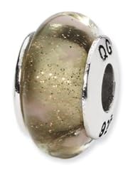 Sterling Silver Gold White Stars Hand-blown Glass Charm