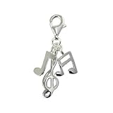 SilberDream Charm music sheet and clef, 925 Sterling Silver Charms Pendant with Lobster Clasp for Charms Bracelet, Necklace or Charms Carrier FC3127