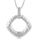 Sterling Silver 0.06 Carat Diamond Pendant w/Chain 18
