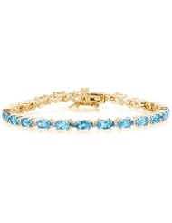 14k Yellow Gold Diamond and Blue Topaz Bracelet