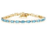 14k Yellow Gold Diamond and Blue Topaz Bracelet