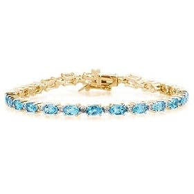 14k Yellow Gold Diamond and Blue Topaz Bracelet by Szul