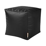 CUBE Bean Bag Faux Leather BLACK - Beanbag Footstool