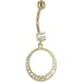 Solid 14kt Yellow Gold Cubic Zirconia Exotic Circular Dangle Belly Ring