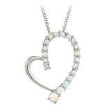 Sterling Silver Diamond Accent Created Opal Thin Journey Off Center Heart Pendant w/ Rolo Chain, 18 31SdqQmFg0L. SL160 Sterling Silver Diamond Accent Created Opal Thin Journey Off Center Heart Pendant w/ Rolo Chain, 18