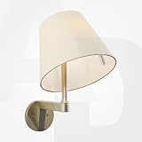 Melampo Parete Wandleuchte Stab bronze/Schirm naturfarben/ohne Schalter