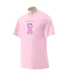 Personalized custom printed pink breast cancer awareness support ribbon on mens or youth t-shirt