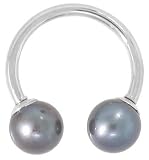 14 Gauge 5/8 - Peacock Pearl 14kt White Gold Circular Barbell - 5mm