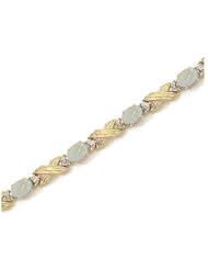 10K Yellow Gold Oval Opal and Diamond Bracelet