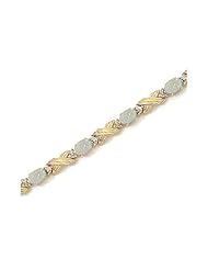 14K Yellow Gold Oval Opal and Diamond Bracelet by Jewelry Mountain